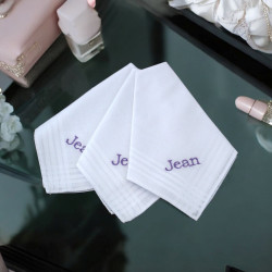 Personalised Handkerchiefs Ladies Gift Set of 3 Cotton Hankies