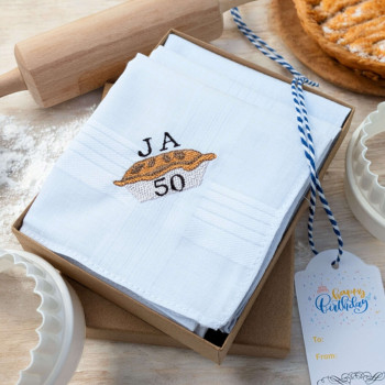 Birthday Handkerchiefs Gift Set Pie Lovers Personalised Hankies