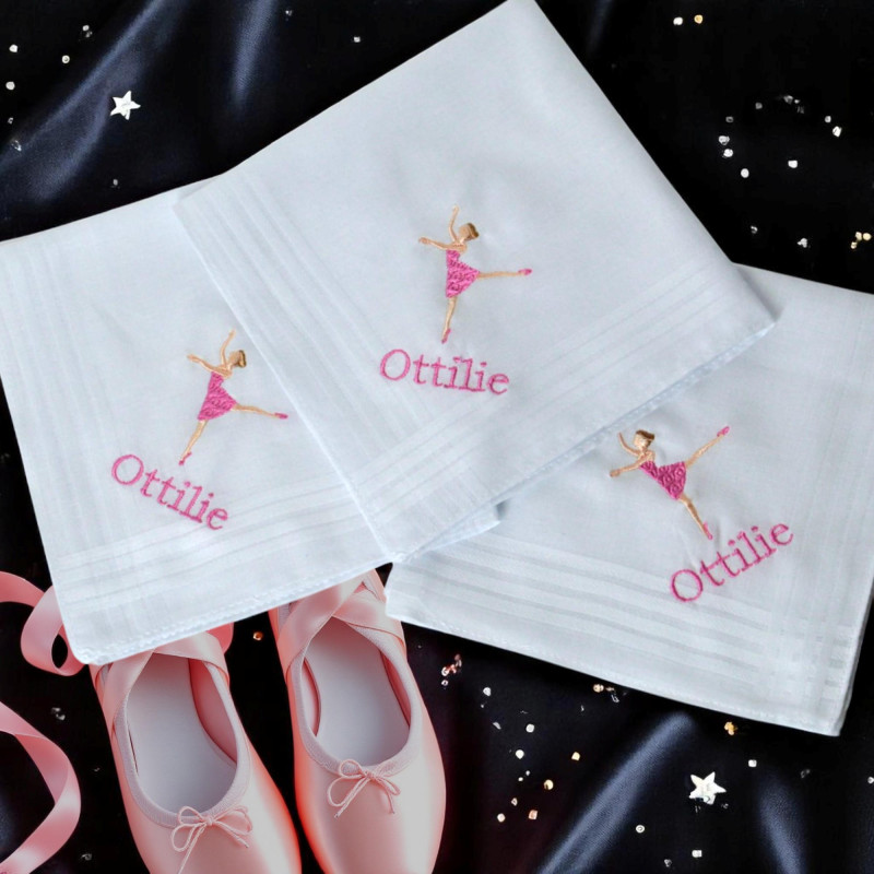 Childrens Ballet Handkerchiefs Ballerina Dancer Hankies Gift Set