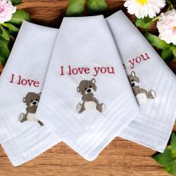 Teddy Bear Handkerchiefs Personalised Hankies Set of 3
