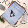 Cycling Bike Handkerchiefs Personalised Light Blue Hankies Gift