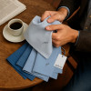 Mens Personalised Handkerchiefs 5 Gift Box Blue and White Hankies Set