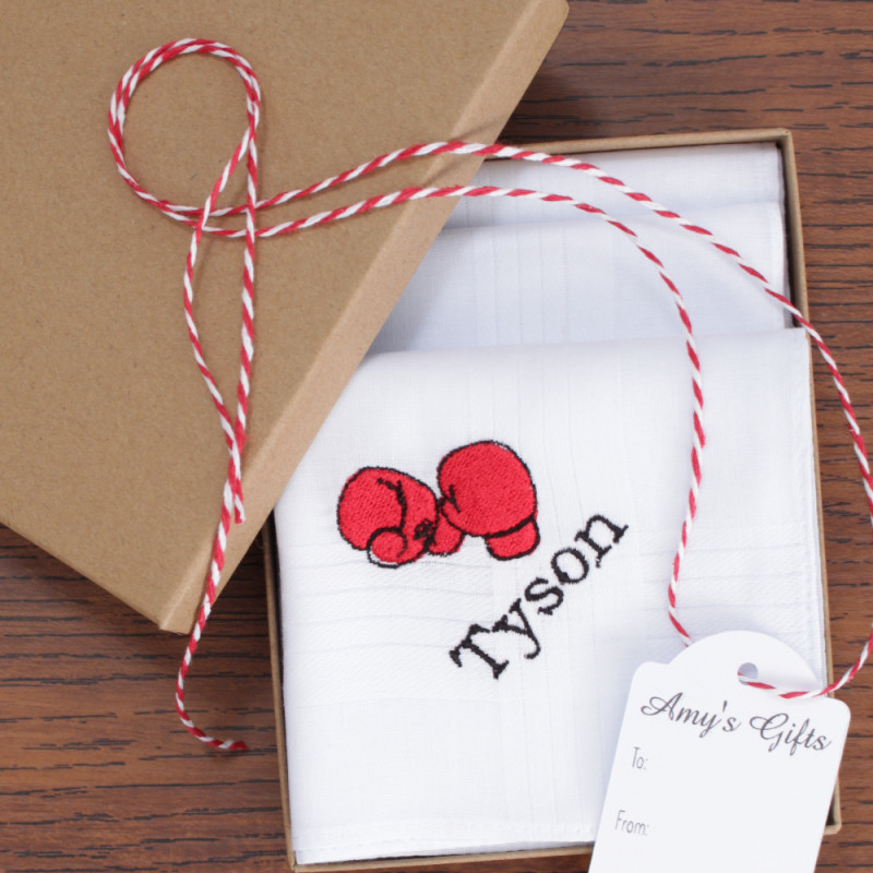 Boxing Handkerchiefs Set Mens Boxing Gloves Personalised Hankies