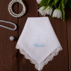 Ladies Lace Handkerchief Personalised Cotton Hanky with Lace Trim