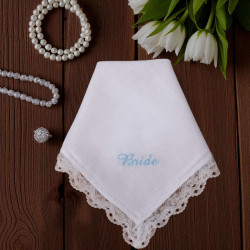 Ladies Lace Handkerchief Personalised Cotton Hanky with Lace Trim