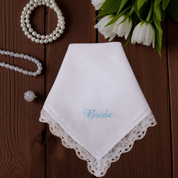 Ladies Lace Handkerchief Personalised Cotton Hanky with Lace Trim