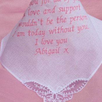 Wedding Handkerchief Ladies Poem Embroidery Butterfly Lace Hanky