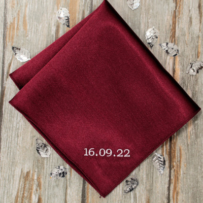 Burgundy Handkerchief Personalised Satin Hanky
