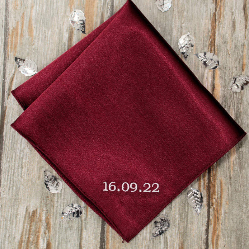 Burgundy Handkerchief Personalised Satin Hanky