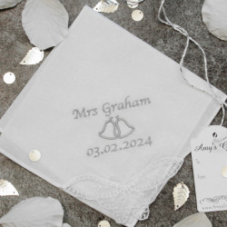 Wedding Handkerchief Bells Personalised Butterfly Lace