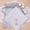 Modern Slimline Cross Handkerchief Personalised First Communion or Christening Hanky