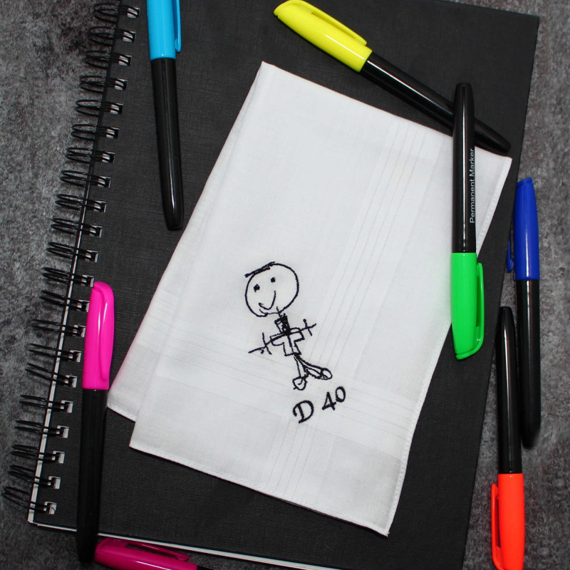 Childrens Drawing Handkerchiefs Bespoke Personalised Embroidery