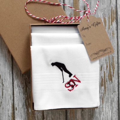 Golfer Gift Box Handkerchiefs Combined Personalised Initials Hankies