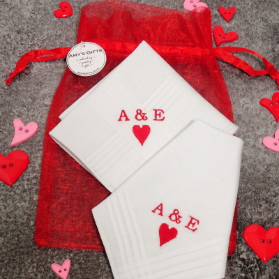 Anniversary Handkerchiefs Personalised Sweetheart Hankies Pair