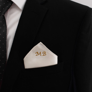Personalised Ivory Pocket Square Cream Satin Handkerchief