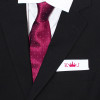 Mens White Cotton Pocket Square Custom Embroidered Initials & Emblem
