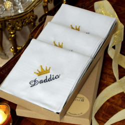 Personalised King Handkerchiefs Mens Royal Crown Hankies Set