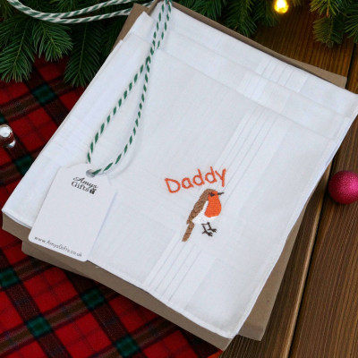 Robin Handkerchiefs Bird Watchers Personalised Set of 3