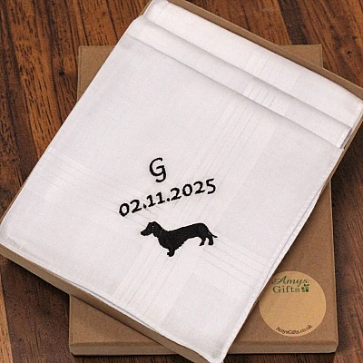 Dachshund Dog Personalised Handkerchiefs 3 Set