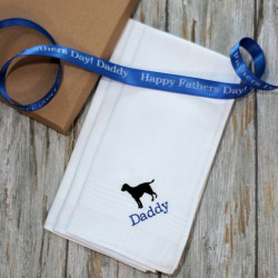 Fathers Day Gift Box Handkerchiefs Personalised Dog Motif Hankies