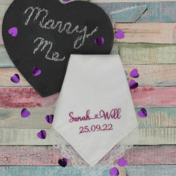 Engagement Gift Hankie Personalised Ladies Lace Handkerchief
