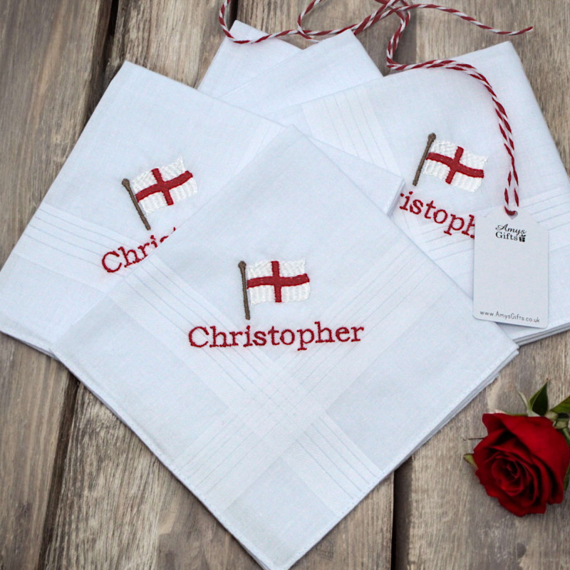 England Flag Handkerchief Set St George Flag Personalised Hankies