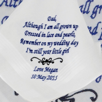 Wedding Handkerchief Father of the Bride Poem Embroidery
