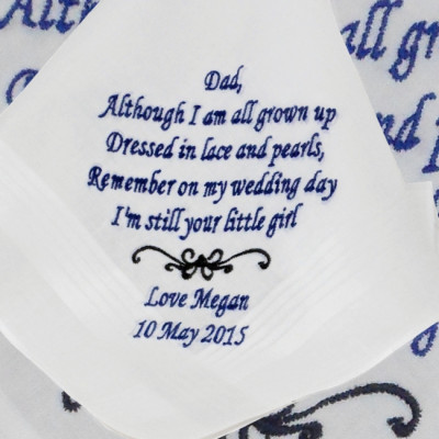 Wedding Handkerchief Father of the Bride Poem Embroidery