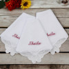 Personalised Ladies Handkerchiefs Set Three Butterfly Lace Corner Hankies