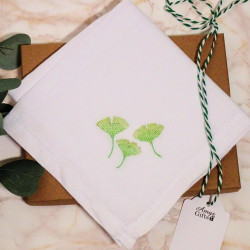 Ginkgo Biloba Handkerchief Mens Large Embroidered Gift Hanky