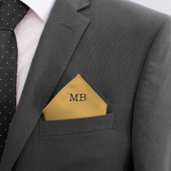 Gold Satin Pocket Square Monogrammed Satin Hanky
