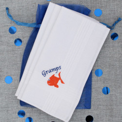 Personalised Fish Handkerchiefs Goldfish Embroidered Hankies Set of 3