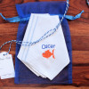 Personalised Fish Handkerchiefs Goldfish Embroidered Hankies Set of 3