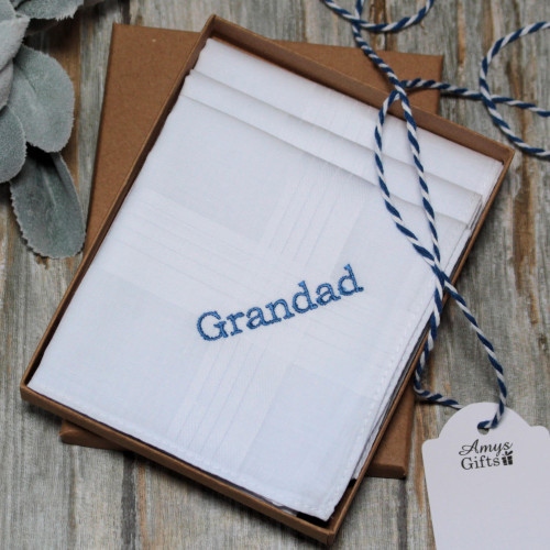 Mens Personalised Handkerchiefs Gift Boxed Hankies Set