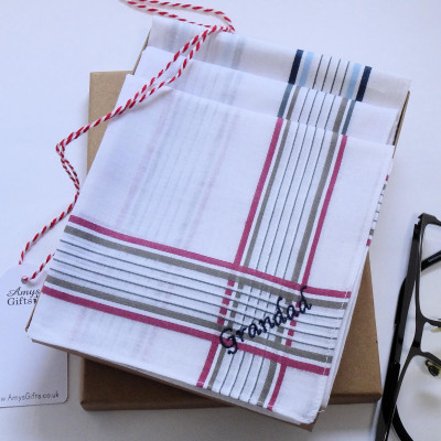 Grandad Stripe Handkerchiefs Personalised Hanky Gift Set