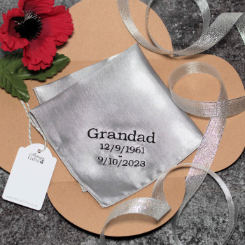 Memorial Satin Handkerchief Personalised Funeral Hanky