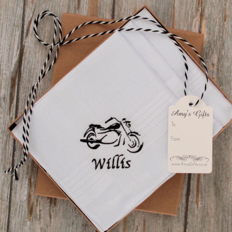 Motorcycle Handkerchiefs Harley Cruiser Hankies Set of 3