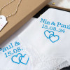 His and Hers Hearts Hankies Couples Wedding Handkerchiefs Boxed Gift