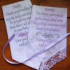 Wedding Handkerchief Set Pair of Mother and Father Wedding Poems