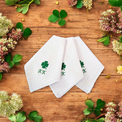 Personalised Good Luck Hankies Green Clover Handkerchiefs Set of 3