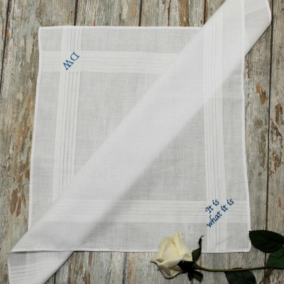Special Personalised Handkerchief Mens Double Embroidered Hanky