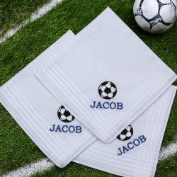 Personalised Kids Handkerchiefs Football Hankies Set of 3