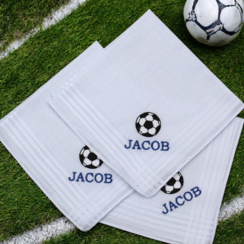 Personalised Kids Handkerchiefs Football Hankies Set of 3