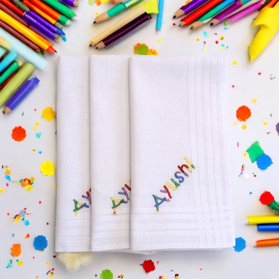 Childrens Personalised Handkerchiefs 3 Kids Hankies Gift Set