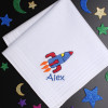 Childs Personalised Handkerchiefs Three Space Rocket Hankies