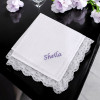 Ladies Lace Handkerchief Personalised Cotton Hanky with Lace Trim