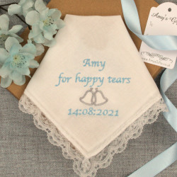 Wedding Handkerchief Bells Personalised Ladies Lace Hanky Wedding Handkerchief Bells Personalised Ladies Lace Hanky