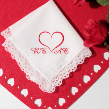 Valentines Handkerchief Heart Design Ladies Lace Hanky
