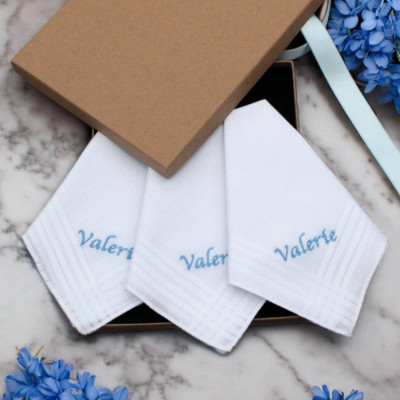 Personalised Handkerchiefs Ladies Gift Boxed Set of 3