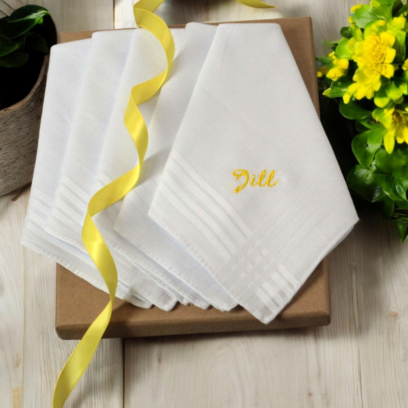 Personalised Handkerchiefs Ladies Gift Boxed Set of 5